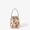 Fendi Women Mon Tresor Ff Jacquard Fabric And Leather Bucket Bag