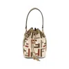 Fendi Women Mon Tresor Ff Jacquard Fabric And Leather Bucket Bag
