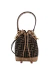 Fendi Women Mini Mon Tresor Ff Jacquard Fabric And Leather Bucket Bag