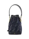 Fendi Women Embroidered Canvas Mon Tresor Bucket Bag In Bl+grigio+bl Nott+os