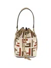 Fendi Mon Tresor Canvas Bucket Bag With Ff Embroidery In Multi
