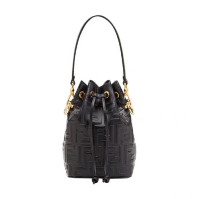 Fendi Mon Tresor Ff Leather Mini Bag In Black