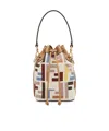Shop Fendi Multicolor Canvas Mini-bag With Ff Embroidery In Nude