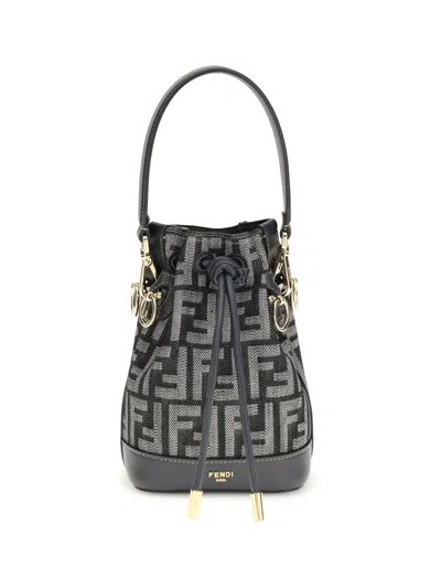 Fendi Mon Tresor Denim-effect Ff Jacquard Mini Bucket Bag
