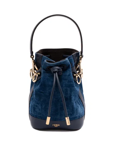 Fendi `mon Tresor` Denim Mini Bag In Blue