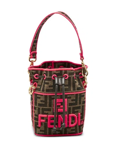 Pre-owned Fendi Mon Tresor Ff Canvas Mini Bag In Brown
