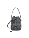 Fendi Mon Tresor Ff Motif Bucket Bag In Pqk Blu Grigio