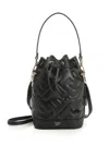 Fendi Women Mon Tresor Leather Bucket Bag With Ff Motif In Black