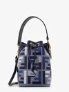 Fendi Borsa A Secchiello Mon Tresor In Tela Ricamata Donna In Blue