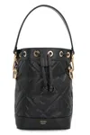 Fendi Women Mon Tresor Leather Bucket Bag With Ff Motif In Black