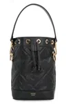 Fendi Women Mon Tresor Leather Bucket Bag With Ff Motif In Black