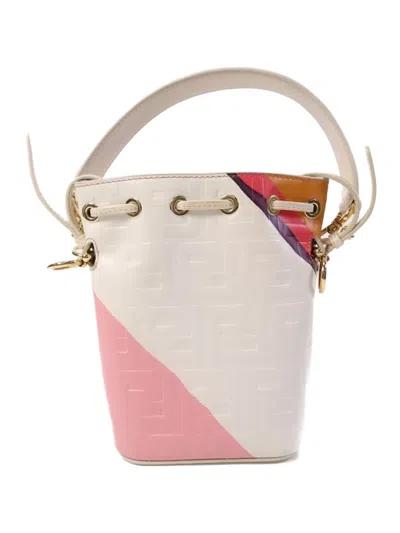 Pre-owned Fendi Mon Tresor Leather Two-way Mini Bag In White