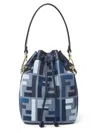 Fendi Borsa A Secchiello Mon Tresor In Tela Ricamata Donna In Blue