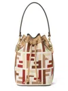 Fendi Mon Tresor Canvas Bucket Bag With Ff Embroidery In Multi