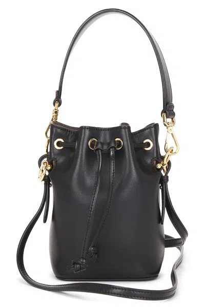 Pre-owned Fendi Mon Tresor Mini Bucket Bag In Black