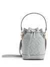 Fendi Mon Tresor Ff Embossed Drawstring Bucket Bag In Light Blue