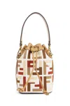 Fendi Mini Mon Tresor Ff-motif Bucket Bag In Sand
