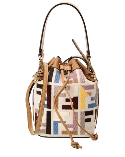 Fendi Mon Tresor Mini Canvas & Leather Bucket Bag