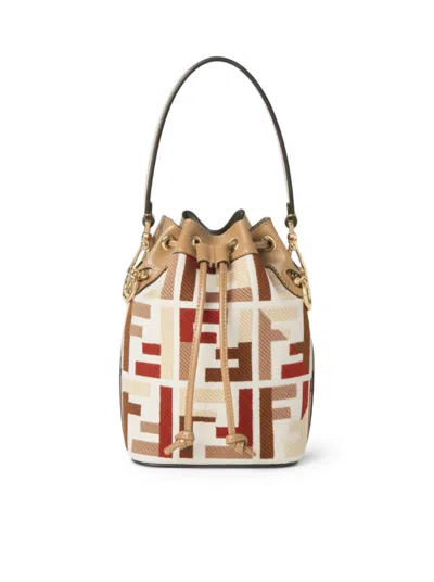 FENDI MON TRESOR MINI CANVAS BAG WITH FF EMBROIDERY