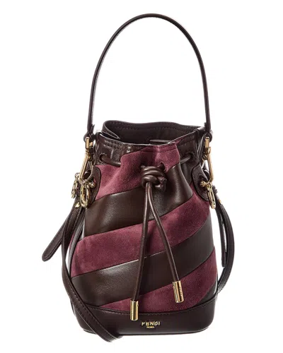 Fendi Mon Tresor Mini Leather & Suede Bucket Bag In Brown
