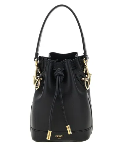 Fendi Mon Tresor Mini Leather Bucket Bag In Black