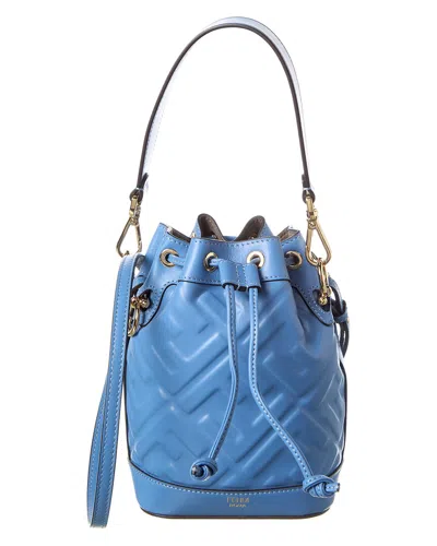 Fendi Mon Tresor Mini Leather Bucket Bag In Blue