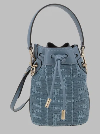 Fendi Mon Tresor Mini Leather Handbag 19 Cm X 13.5 Cm X 11 Cm In Blue