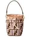 Fendi Mon Tresor Mini Raffia & Leather Bucket Bag (authentic )