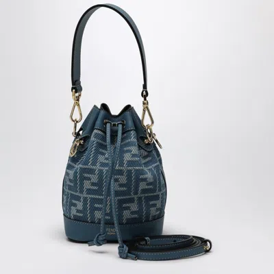 Fendi Mon Tresor Minibag In Jacquard Ff Denim Effect Blue Women