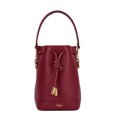 Fendi Red Mon Tresor Bucket Bag In Burgundy