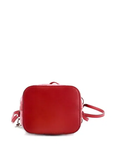 Pre-owned Fendi Mon Tresor Zucca Embossed Leather Mini Bucket Bag In Red