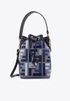 Fendi Borsa A Secchiello Mon Tresor In Tela Ricamata Donna In Blue