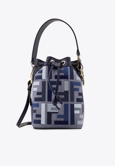 Fendi Monogram Bucket Bag In Blue
