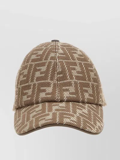FENDI MONOGRAM CAP WITH CURVED BRIM AND EMBROIDERED DESIGN