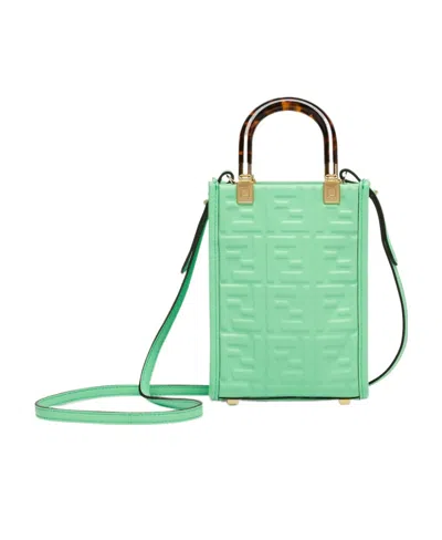 Fendi Monogram-debossed Tote Bag In Green