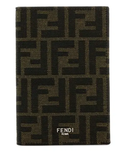 Fendi Monogram Jacquard Passport Holder In 褐色