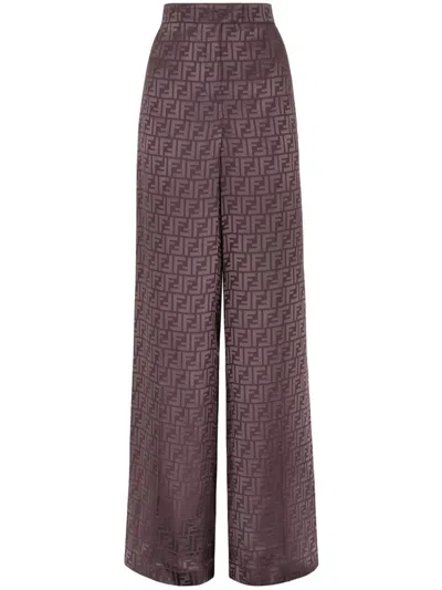 Fendi Pantaloni Ff Crepe Satin In Multicolor