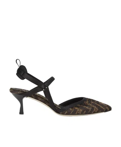 FENDI FENDI MONOGRAM JACQUARD SLINGBACK PUMPS