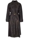 Fendi Monogram Jacquard Trench Coat In Marrone