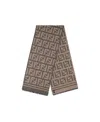 Fendi Monogram-jacquard Wool Scarf In Black