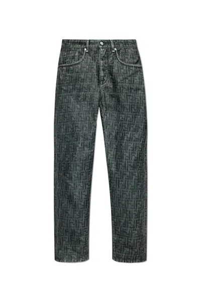 Fendi Monogram Jeans In Grey