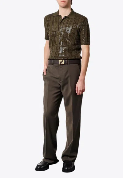 FENDI MONOGRAM KNIT POLO T-SHIRT