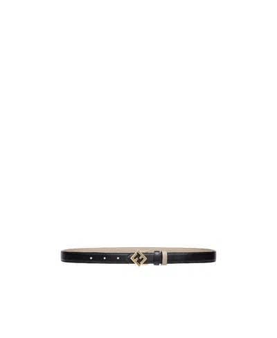 Fendi Monogram Leather Belt In Black