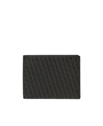 Fendi Monogram Leather Wallet In Black