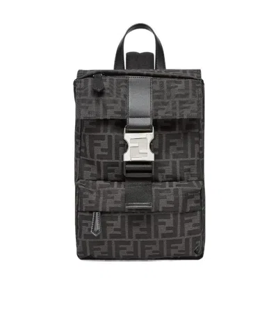 Fendi Monogram Logo-print Backpack In Black