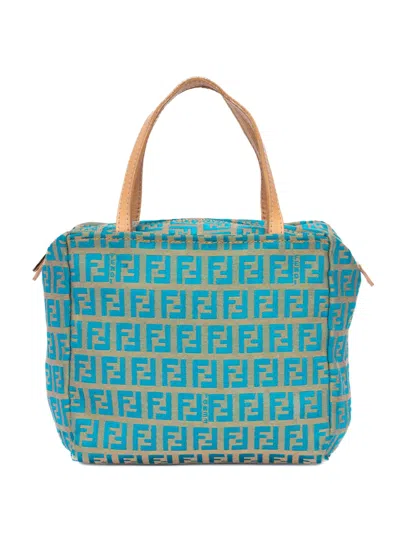 Pre-owned Fendi Monogram-logo Tote Bag In Blue