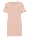 Fendi Cotton Short Sleeve Dress With Textured Pattern In Neutral