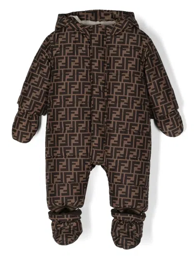 Fendi Babies' Monogram Padded Coat In Brown