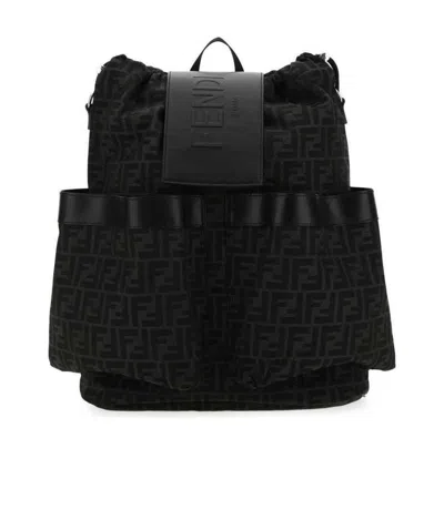 Fendi Monogram Pattern Backpack In Black