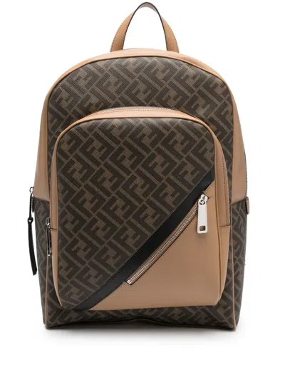 Fendi Rucksack Mit Monogrammmuster In Brown